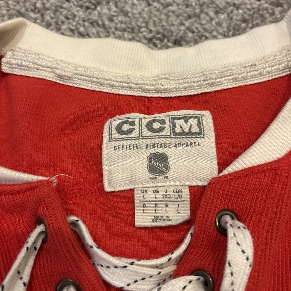 Detroit Red Wings Hockey Jersey Shirt Shersey NHL String Shirt CCM Size Large - Picture 10 of 14